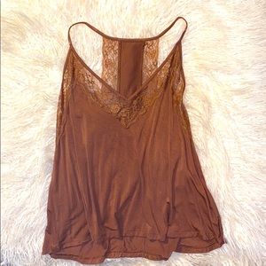 Soft and Sexy dark orange lace tank top